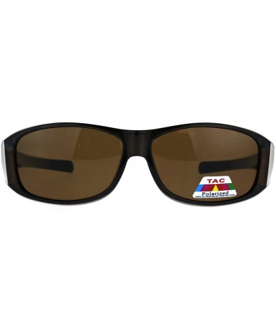 Rectangular Polarized Anti-glare Lens Classic Minimal Mod Fit Over Sunglasses - Brown - CN1876QOCRN $23.32