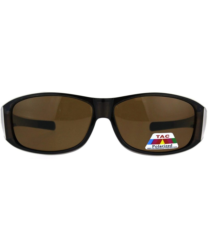 Rectangular Polarized Anti-glare Lens Classic Minimal Mod Fit Over Sunglasses - Brown - CN1876QOCRN $9.82