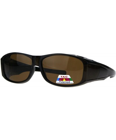 Rectangular Polarized Anti-glare Lens Classic Minimal Mod Fit Over Sunglasses - Brown - CN1876QOCRN $9.82