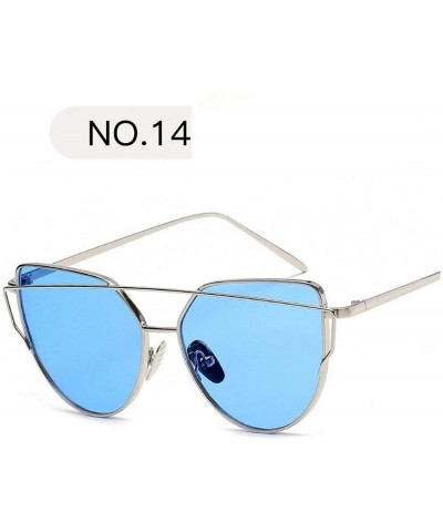 Cat Eye Metal Sunglasses Women Luxury Cat Eye Design Mirror Rose Gold Vintage Cateye Fashion Sun Glasses Eyewear - C14 - CA19...