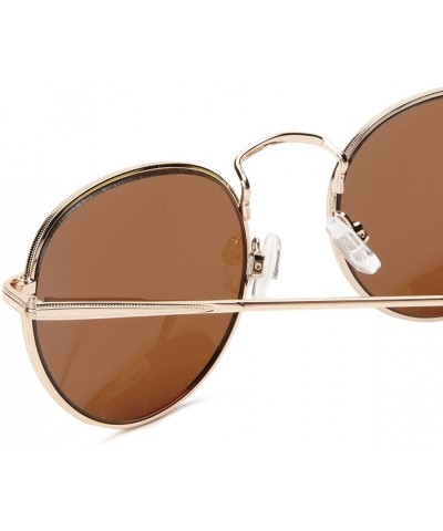 Round Bradley Round Sunglasses - Gold - CD11GK1N02Z $10.51