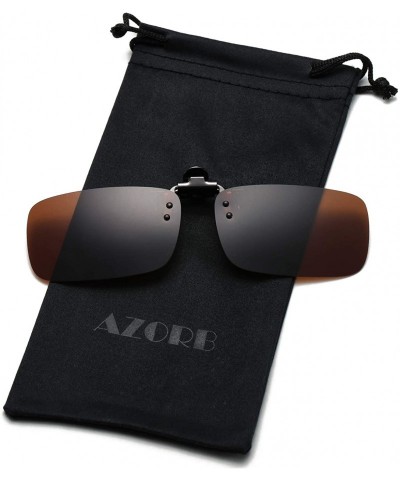 Rectangular Clip-on Flip Up Sunglasses Polarized Anti-Glare Driving Glasses for Men WomenEyewear - Brown - CA18KS45TLH $12.39