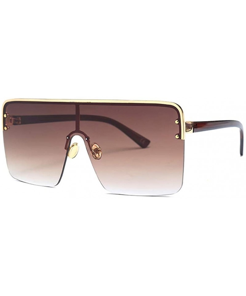 Rimless Oversized Sunglasses for Men Windproof Semi-rimless Women Sun Glasses Fashion - Brown Lens - C518IS8EUXH $7.89