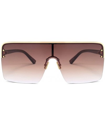 Rimless Oversized Sunglasses for Men Windproof Semi-rimless Women Sun Glasses Fashion - Brown Lens - C518IS8EUXH $7.89