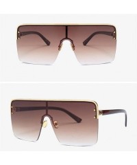 Rimless Oversized Sunglasses for Men Windproof Semi-rimless Women Sun Glasses Fashion - Brown Lens - C518IS8EUXH $7.89