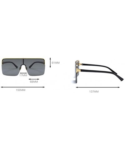 Rimless Oversized Sunglasses for Men Windproof Semi-rimless Women Sun Glasses Fashion - Brown Lens - C518IS8EUXH $7.89