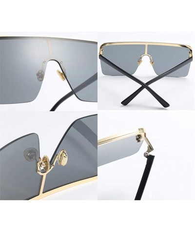 Rimless Oversized Sunglasses for Men Windproof Semi-rimless Women Sun Glasses Fashion - Brown Lens - C518IS8EUXH $7.89