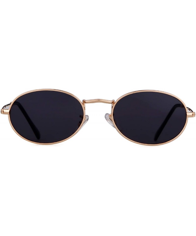 Oval Oval Sunglasses Vintage Retro Sunglasses Designer Glasses for Women Men - Gold Frame Grey Lens - CQ18I8HKEMQ $13.25