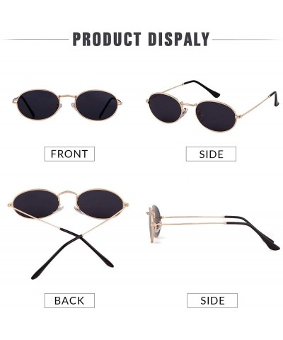 Oval Oval Sunglasses Vintage Retro Sunglasses Designer Glasses for Women Men - Gold Frame Grey Lens - CQ18I8HKEMQ $13.25