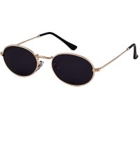 Oval Oval Sunglasses Vintage Retro Sunglasses Designer Glasses for Women Men - Gold Frame Grey Lens - CQ18I8HKEMQ $13.25