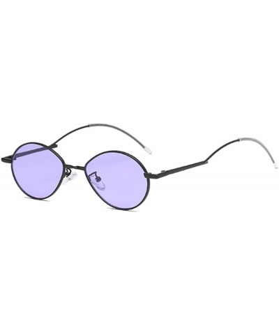 Oval Fashion Sunglasses Vintage Oval Marine Lens Female Men Sunglasses - Purple - CE18EGYH27K $9.52