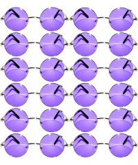 Goggle 12 Round Retro Vintage Circle Tint Sunglasses Metal Frame Colored Lens Small lens - Round_43_sil_purp_12p - CZ185U4D27...