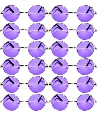 Goggle 12 Round Retro Vintage Circle Tint Sunglasses Metal Frame Colored Lens Small lens - Round_43_sil_purp_12p - CZ185U4D27...