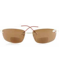 Rimless Titanium Rimless UV400 Polycarbonate Lens Sun Readers Bifocal Sunglasses - Brown - C4180R7H5E8 $31.45