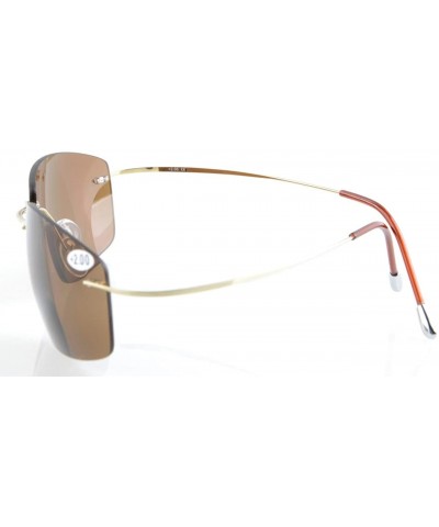 Rimless Titanium Rimless UV400 Polycarbonate Lens Sun Readers Bifocal Sunglasses - Brown - C4180R7H5E8 $31.45