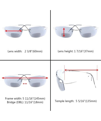 Rimless Titanium Rimless UV400 Polycarbonate Lens Sun Readers Bifocal Sunglasses - Brown - C4180R7H5E8 $31.45