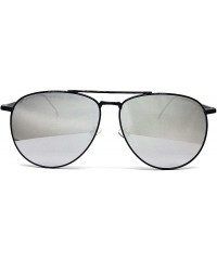 Aviator RAKOSTA 97025 Premium Oversized Flat Aviator Tint Mirrored Sunglass Womens Mens - Black/Silver - C31954L88HZ $20.55