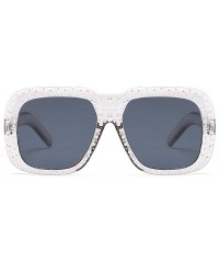 Round Oversized Sunglasses for Men Women Square Thick Frame Bling Rhinestone Shades - Transparent Grey - C718NW5407C $8.45