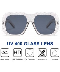 Round Oversized Sunglasses for Men Women Square Thick Frame Bling Rhinestone Shades - Transparent Grey - C718NW5407C $14.02