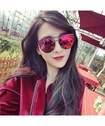 Cat Eye Fashion Sunglasses Glasses Coating - Purple - CR197WG6H2S $24.32