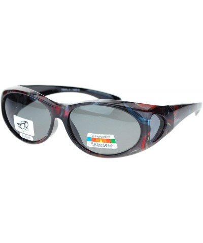 Rectangular Womens Glare Blocking Polarized Lens 60mm Fit Over Oval Sunglasses - Dark Red - CE11QLSGPDD $23.06