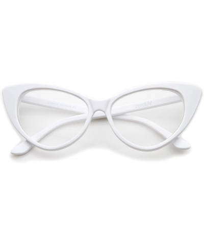 Round Super Cat Eye Glasses Vintage Inspired Mod Fashion Clear Lens Eyewear - White - CT11CHJ63PP $22.53