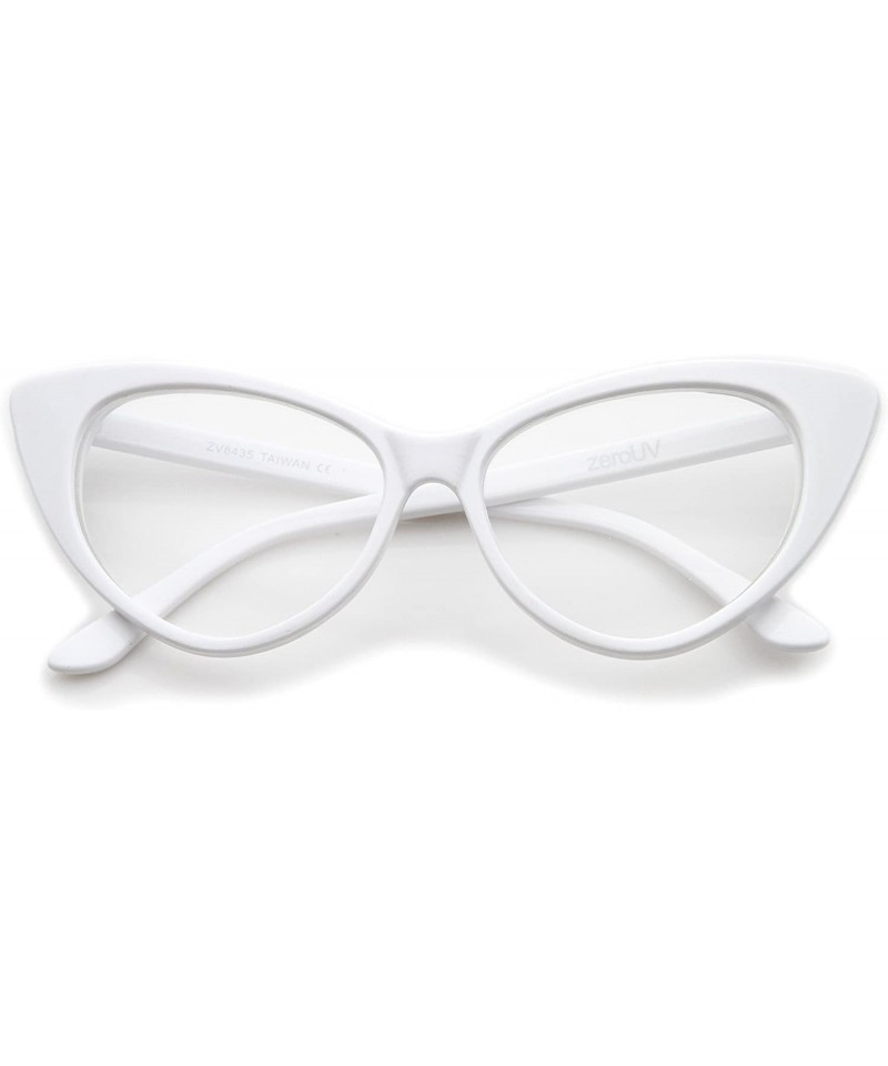Round Super Cat Eye Glasses Vintage Inspired Mod Fashion Clear Lens Eyewear - White - CT11CHJ63PP $11.13