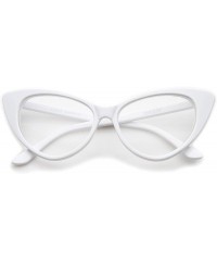 Round Super Cat Eye Glasses Vintage Inspired Mod Fashion Clear Lens Eyewear - White - CT11CHJ63PP $11.13