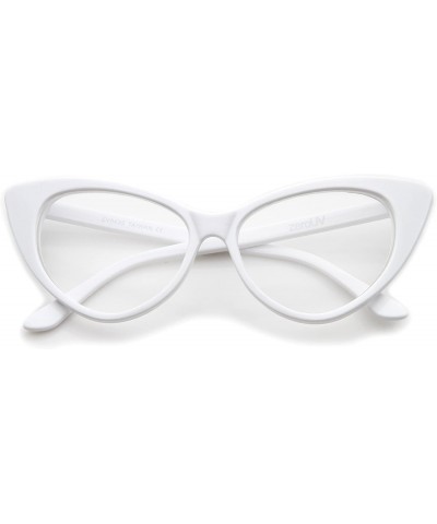 Round Super Cat Eye Glasses Vintage Inspired Mod Fashion Clear Lens Eyewear - White - CT11CHJ63PP $11.13