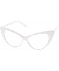Round Super Cat Eye Glasses Vintage Inspired Mod Fashion Clear Lens Eyewear - White - CT11CHJ63PP $11.13