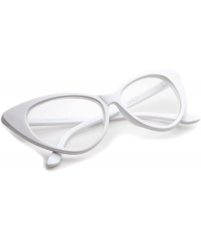 Round Super Cat Eye Glasses Vintage Inspired Mod Fashion Clear Lens Eyewear - White - CT11CHJ63PP $11.13