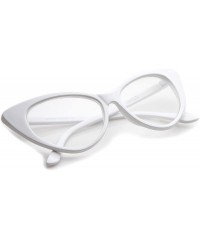 Round Super Cat Eye Glasses Vintage Inspired Mod Fashion Clear Lens Eyewear - White - CT11CHJ63PP $11.13