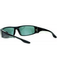 Rectangular Impact Resistance Glass Lens Sunglasses Mens Rectangular Biker Shades - Black Brown - CW1896QU988 $9.06