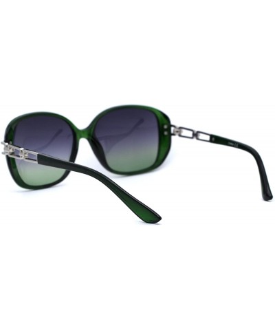 Butterfly Womens Rectangular Metal Chain Arm Butterfly Chic Sunglasses - Green Silver Black Green - CL1932Z7EOK $8.55