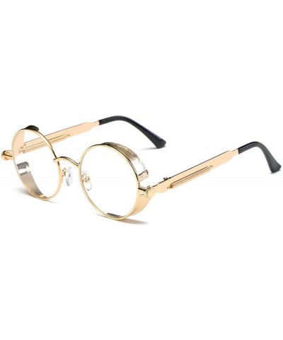 Round Vintage Hippie Retro Metal Round Circle Frame Clear Lens Sunglasses - Gold-clear - CK12NU1Q5GW $10.56