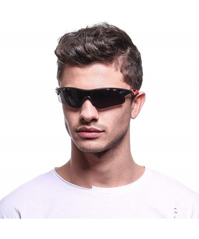 Rimless Polarized Sunglasses Men Explosion Proof Baseball - Bright Black - CT190E35TAA $14.80