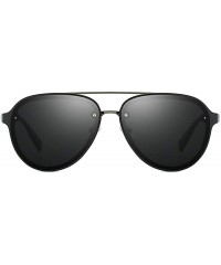 Aviator 60mm Aviator Polarized Sunglasses Vintage Retro Semi-rimless Teardrop Frame - Black - C618TRZMQTC $14.61