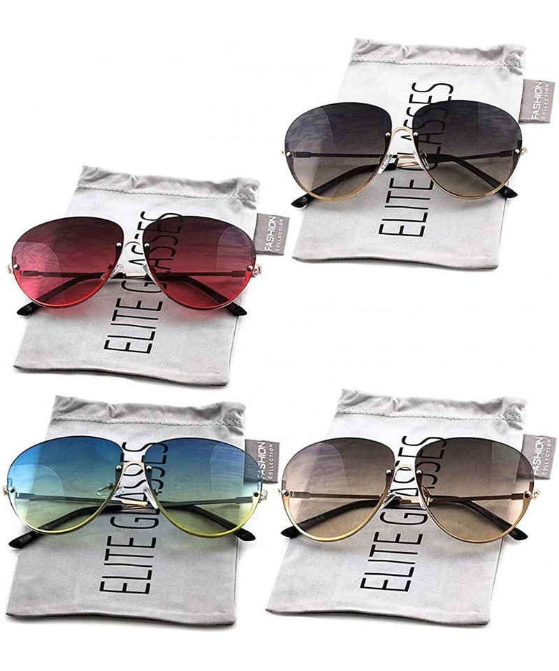 Rimless Semi Rimless Oceanic Lens Metal Frame Mens Womens Aviator Sunglasses - C918IOTXC90 $21.95