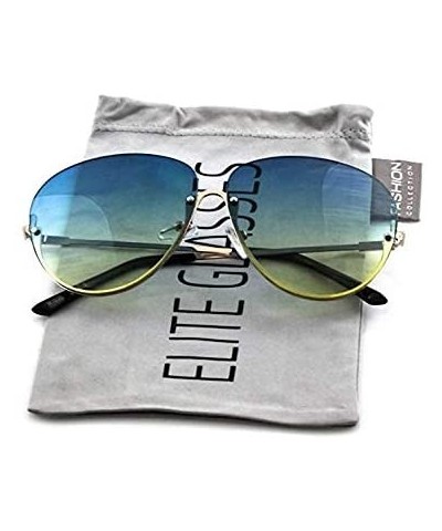 Rimless Semi Rimless Oceanic Lens Metal Frame Mens Womens Aviator Sunglasses - C918IOTXC90 $21.95