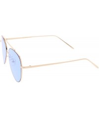 Aviator Retro Metal Frame Double Nose Bridge Color Flat Lens Aviator Sunglasses 60mm - Gold / Blue - CD12O3UMJYU $12.45