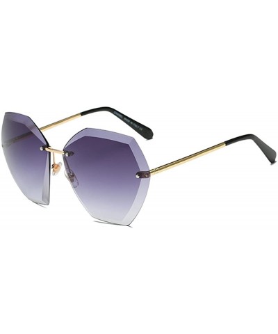 Rimless New Non-Polarized Women Rimless Rimmed Stylish Oversized Sunglasses - Gold Frame Grey Lens C1 - C318C6YTSH3 $9.20