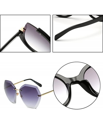 Rimless New Non-Polarized Women Rimless Rimmed Stylish Oversized Sunglasses - Gold Frame Grey Lens C1 - C318C6YTSH3 $9.20