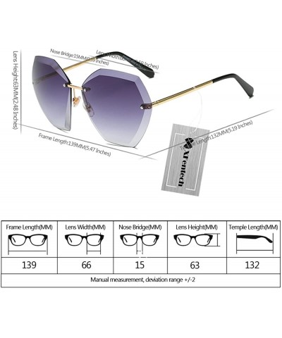 Rimless New Non-Polarized Women Rimless Rimmed Stylish Oversized Sunglasses - Gold Frame Grey Lens C1 - C318C6YTSH3 $9.20