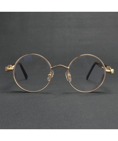 Round Vintage Hippie Retro Metal Round Circle Frame Clear Lens Sunglasses - Gold-clear - CK12NU1Q5GW $24.10