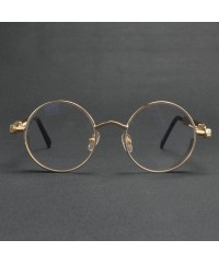 Round Vintage Hippie Retro Metal Round Circle Frame Clear Lens Sunglasses - Gold-clear - CK12NU1Q5GW $24.10