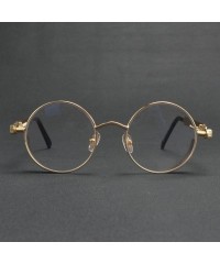 Round Vintage Hippie Retro Metal Round Circle Frame Clear Lens Sunglasses - Gold-clear - CK12NU1Q5GW $24.10