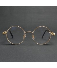 Round Vintage Hippie Retro Metal Round Circle Frame Clear Lens Sunglasses - Gold-clear - CK12NU1Q5GW $10.56