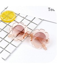 Round Vintage Kids Sunglasses Child Sun Glasses Round Flower Gafas Children UV400 Sport Girls Boys Oculos De Sol - Tea - C419...