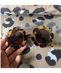 Round Vintage Kids Sunglasses Child Sun Glasses Round Flower Gafas Children UV400 Sport Girls Boys Oculos De Sol - Tea - C419...
