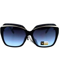 Butterfly Glitter Bling Eye Brow Butterfly Bling Diva Womens Sunglasses - Black Blue Smoke - CA17XE629MO $11.46